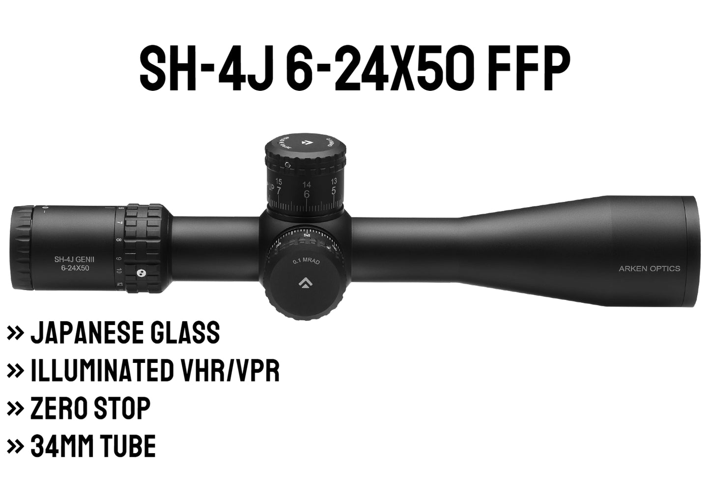 Luneta Arken SH-4J 6-24x50mm FFP Iluminada VPR MIL – Long Range com Lentes Japonesas