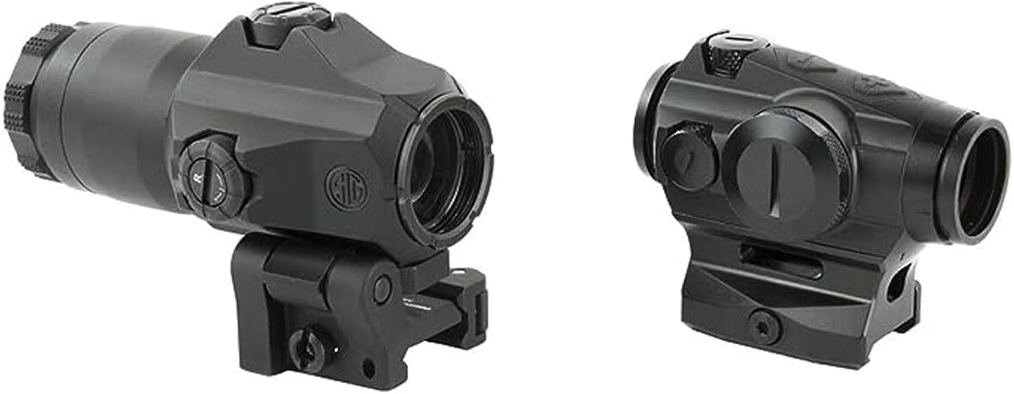 Combo Sig Sauer Romeo4H Red Dot Ballistic Circle Dot + Juliet4 4x Magnifier | Mira Tática Premium para AR-15 e Rifles
