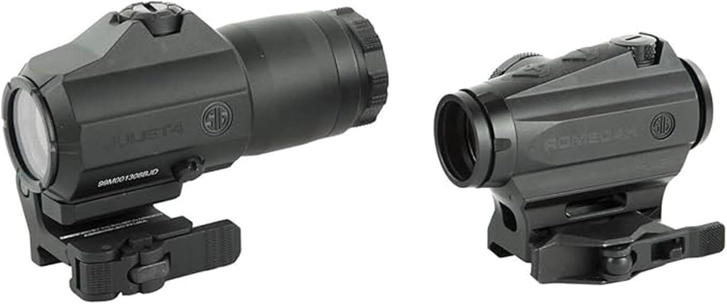 Combo Sig Sauer Romeo4H Red Dot Ballistic Circle Dot + Juliet4 4x Magnifier | Mira Tática Premium para AR-15 e Rifles