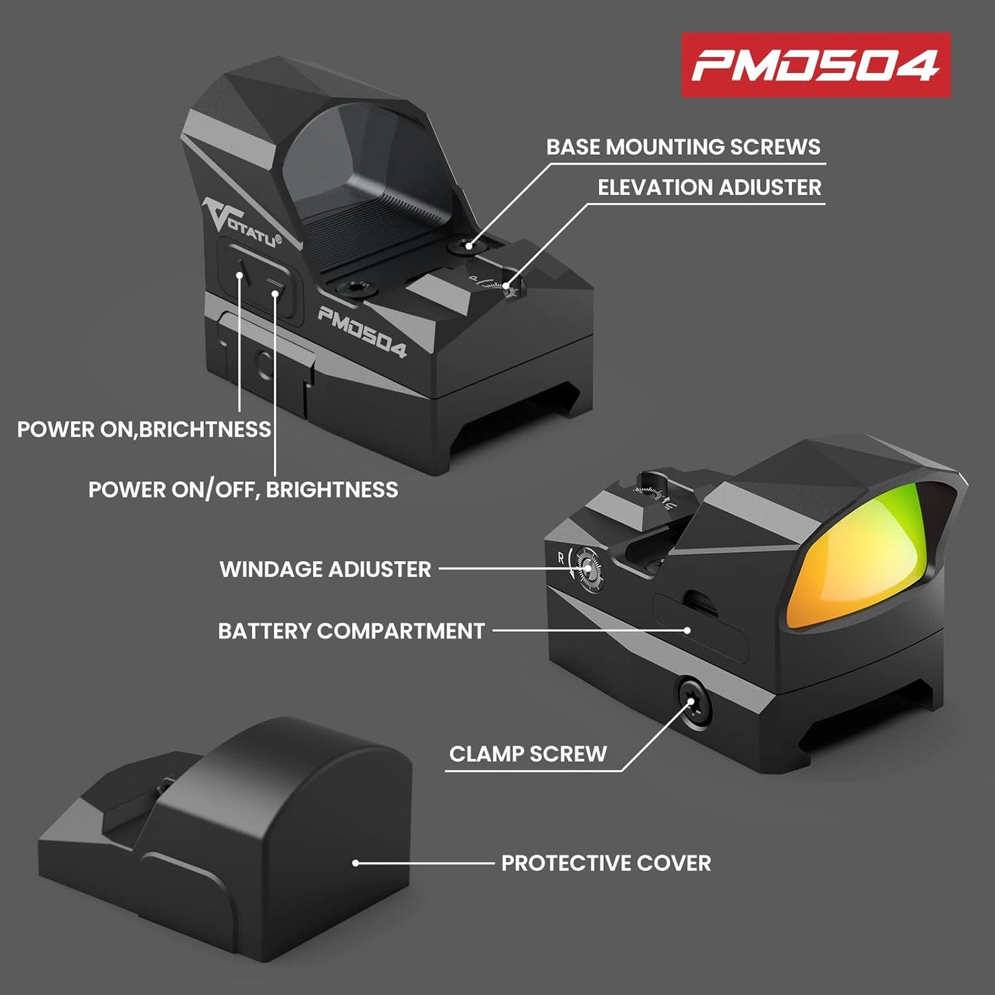 Red Dot Votatu PMD504-R – Compacto com Shake Awake, Compatível com Footprint RMR