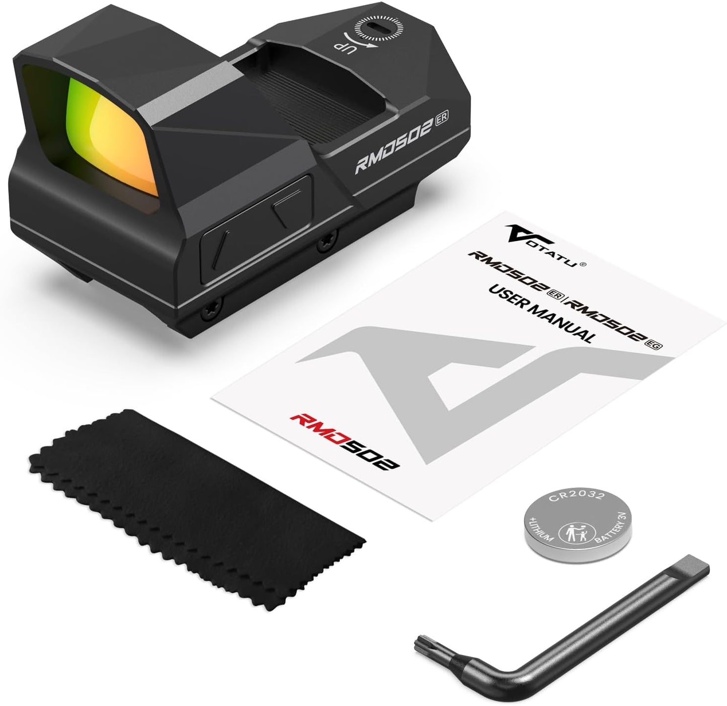 Red Dot VOTATU Para Espingardas e Carabinas RMD502‑ER Shake Awake 2MOA + Círculo 62MOA, IPX7, Montagem Picatinny