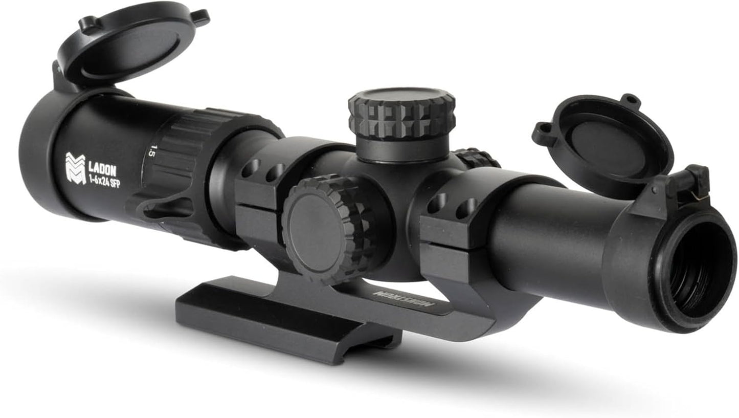 Monstrum Ladon 1–6x24 SFP LPVO — Versatilidade tática e custo-benefício para ARs e rifles de uso prático.