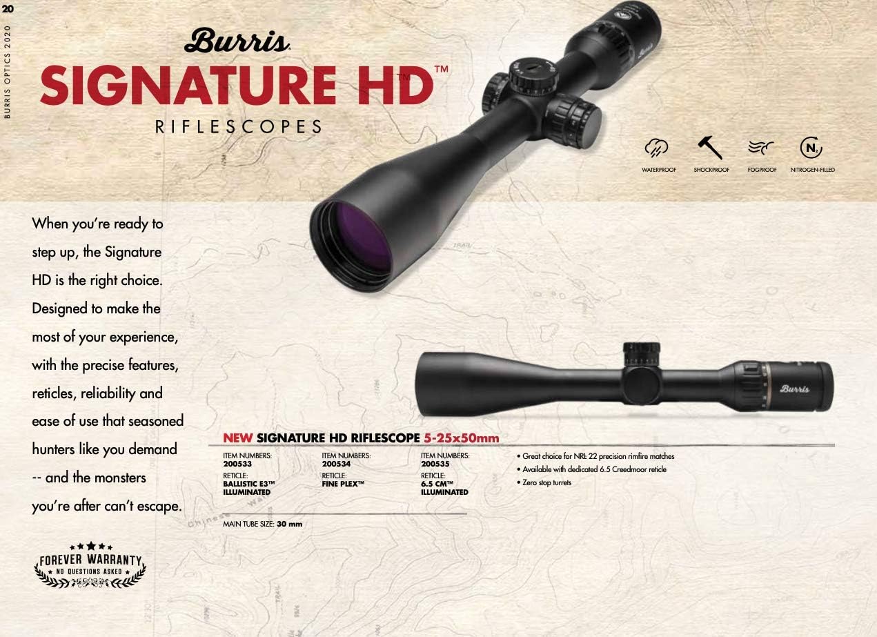 Luneta Burris Signature HD 3-15x44mm Ballistic E3 Iluminated SFP – Precisão, Clareza e Durabilidade para Atiradores Exigentes