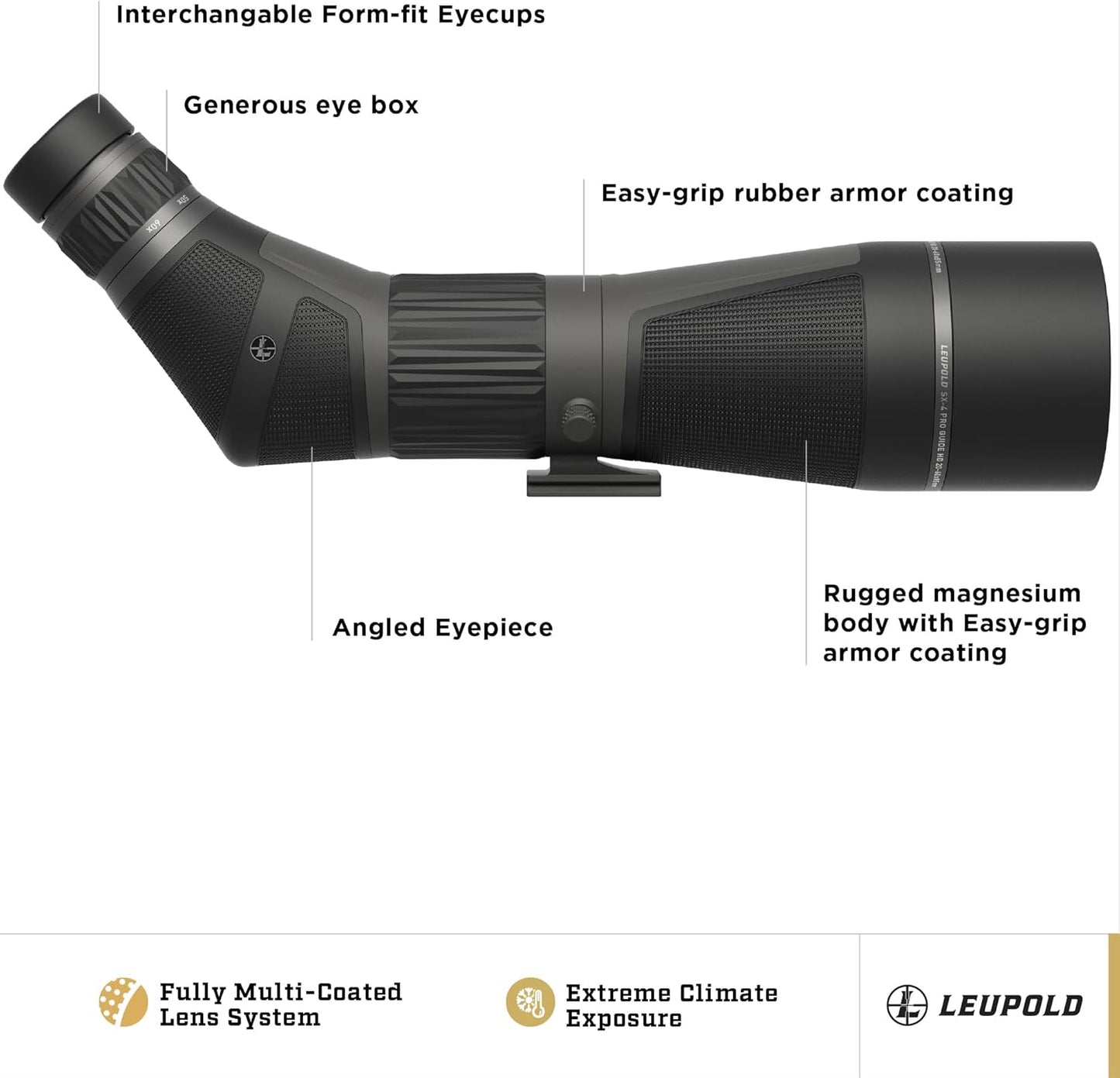 Leupold SX-4 Pro Guide HD Gen 2 20-60x85mm – Luneta de Espotagem de Alta Definição para Caça, Observação e Tiro de Longo Alcance
