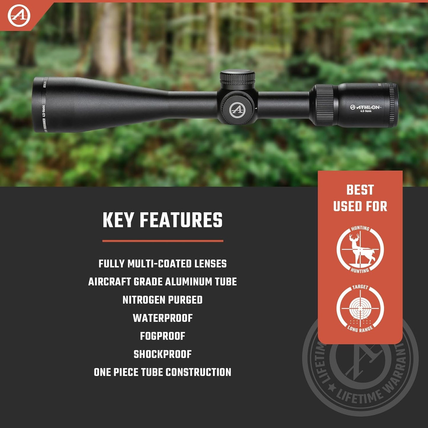 Luneta Athlon Forerunner 4.5-14x44 BDC 600 SFP - Precisão Estendida para Tiro e Caça de Longo Alcance