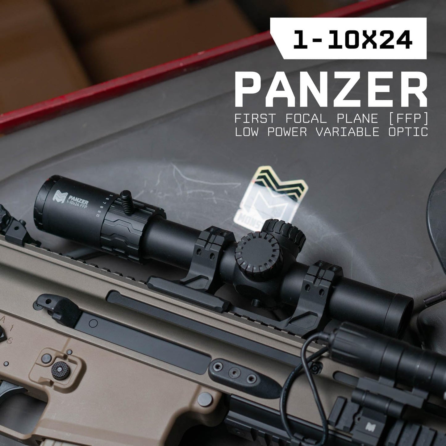 Monstrum Panzer ED 1-10x24 FFP LPVO – Retículo Morpheus | Alcance Extremo com Clareza Absoluta