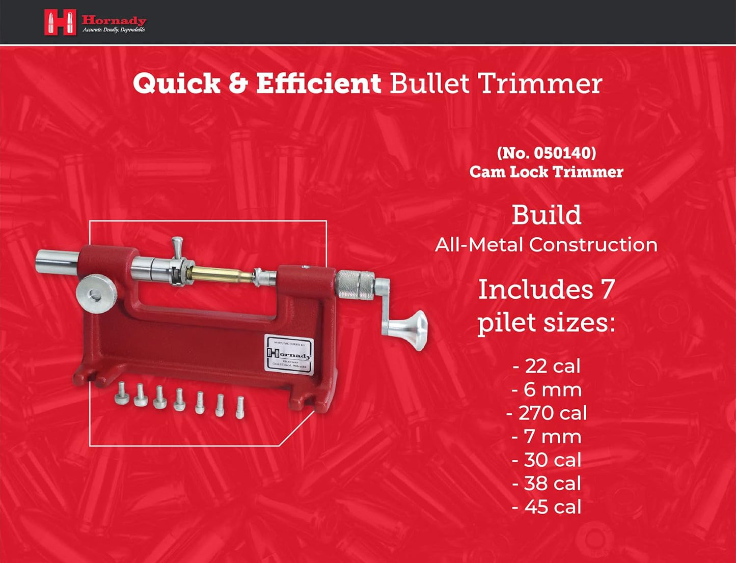 Hornady Cam-Lock Case Trimmer – Cortador de Estojos de Alta Precisão para Recarga