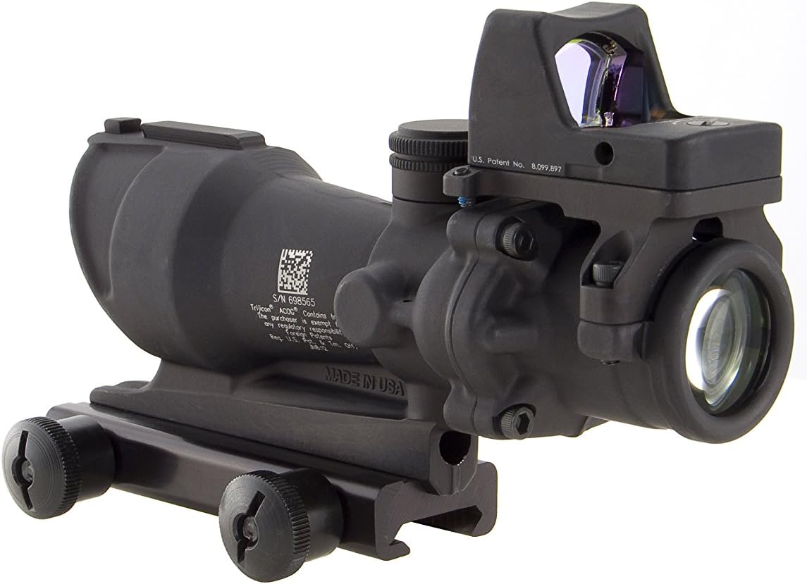 COMBO TRIJICON ACOG 4x32 LED + RED DOT RMR – Retículo Âmbar .223 | Montagem Colt Knob