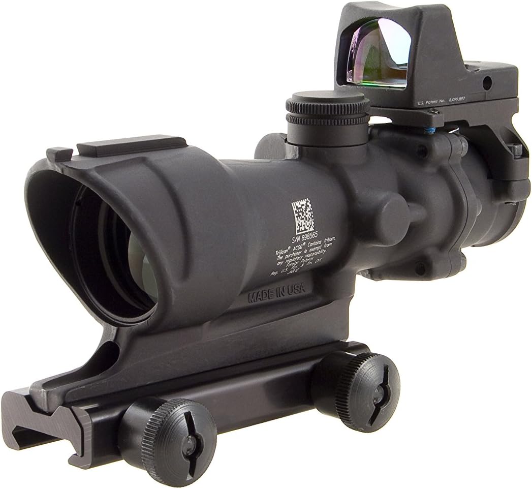 COMBO TRIJICON ACOG 4x32 LED + RED DOT RMR – Retículo Âmbar .223 | Montagem Colt Knob