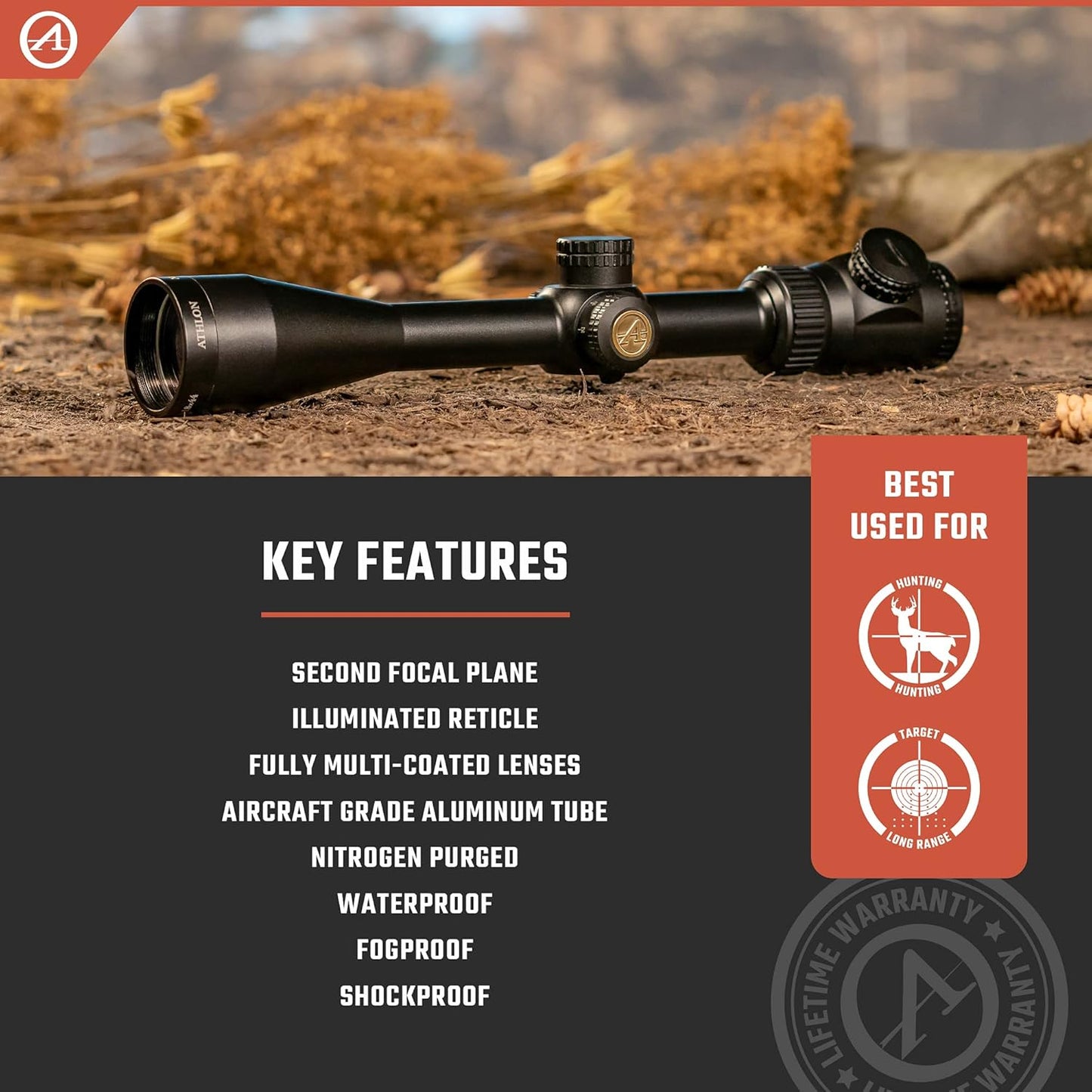 Luneta Athlon Neos 6-18x44mm CSF 1" BDC 500 SFP IR – Precisão Confiável para Caça e Tiro de Longo Alcance