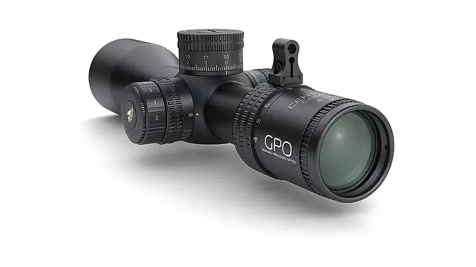 GPO CENTURI 4‑16×44 i Super Compact FFP | Retículo MIL, torretas Zero‑Stop & só 9,9 ″ de comprimento