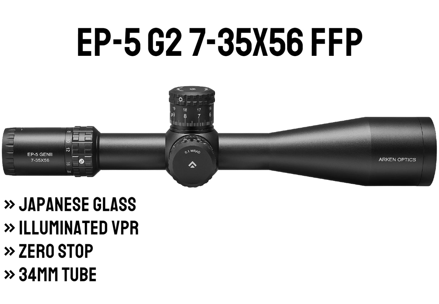 Luneta Arken Optics EP-5 7-35X56 Gen 2 FFP Illuminated MIL VPR Zero Stop 34mm Tube