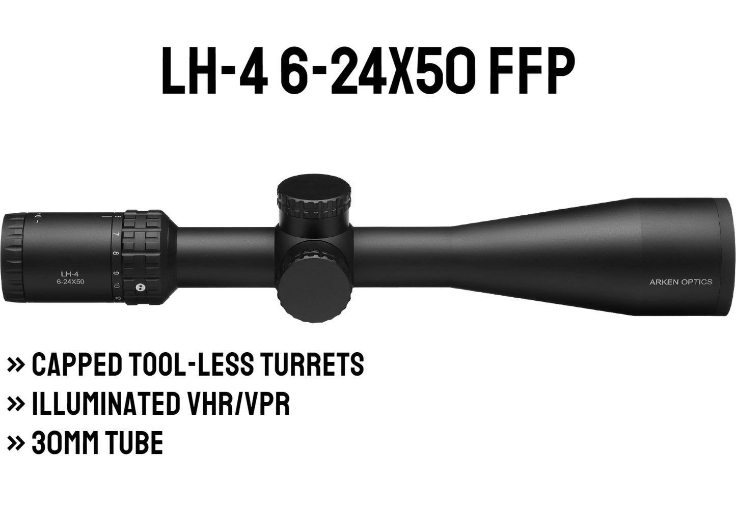 Luneta Arken LH-4 6-24x50 FFP Capped Tool-less Turrets Illum. MIL VPR 30mm Tube