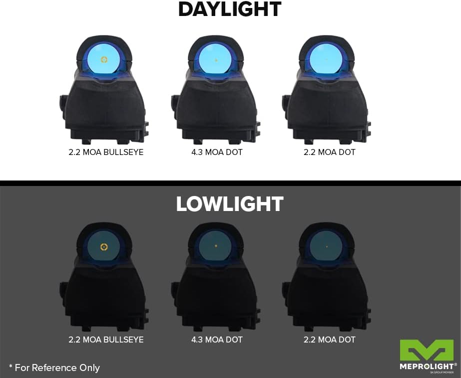 Red Dot Meprolight MOR PRO 2.2 MOA Bullseye Multi-Purpose Tritium/Adj LED Illum Reflex Sight w/Green & IR Lasers