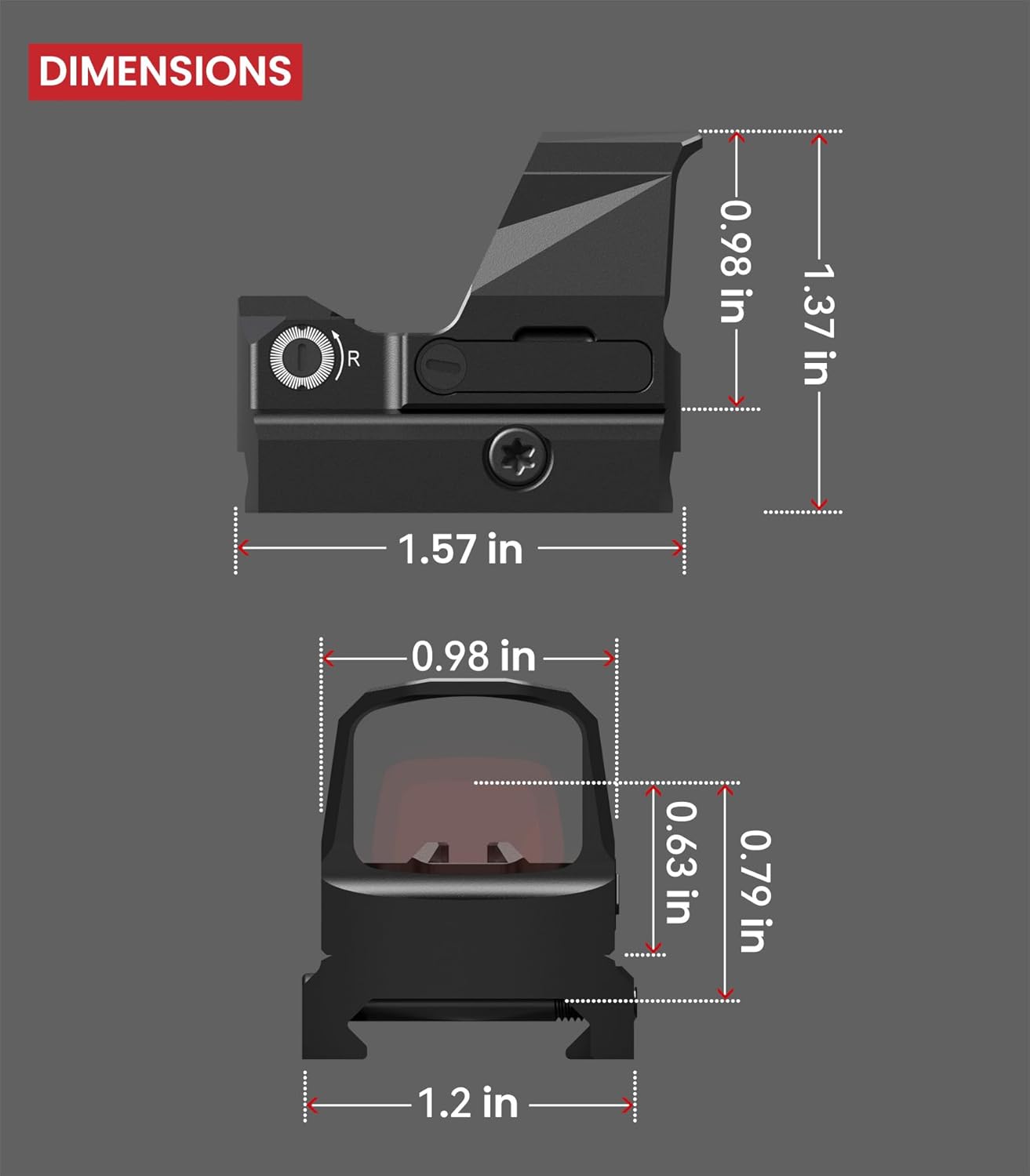 Red dot Votatu PMD505-R Micro Red Dot Multiple Reticle with Picatinny Mount