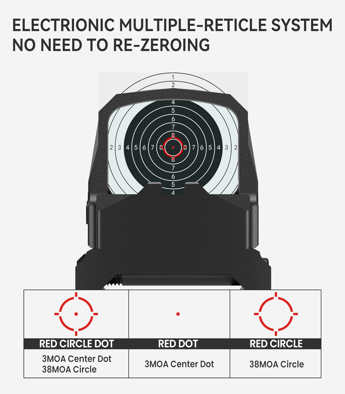 Red dot Votatu PMD505-R Micro Red Dot Multiple Reticle with Picatinny Mount