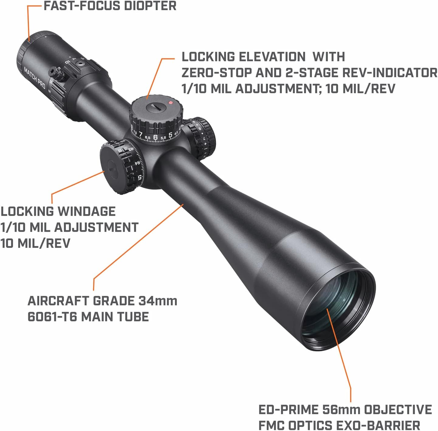 Luneta Bushnell Match Pro ED 5-30x56 Illuminated Deploy MIL 2 Reticle for Precision Shooting