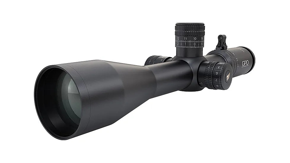 GPO GPOTAC 4.5‑27×50 i FFP PLRi | Luneta tática premium com tubo de 34 mm, torretas Zero‑Stop e retículo iluminado