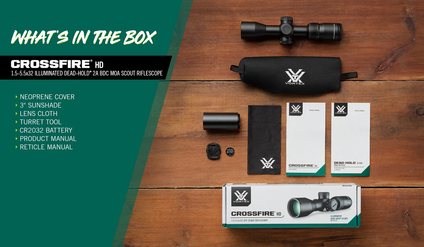 Vortex Crossfire Scout HD 1.5-5.5x32 – Luneta Compacta, Versátil e Iluminada